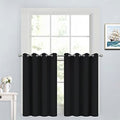 Black Room Darkening Window Curtains 52x36 Inch for Kitchen (Black / 52"W x 36"L (Pack of 2))