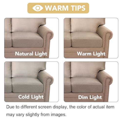 High Stretch Individual Seat Cushion Covers Sofa Slipcovers Couch Cushion Covers Sofa Covers Featuring Jacquard Textured Twill Fabric (Sand)