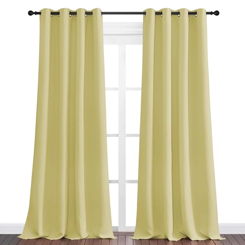 Paler Yellow Blackout Curtains 96" Long for Office (Paler Yellow / 55"W x 96"L (Pack of 2))