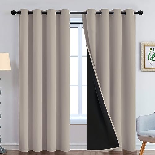 Natural Blackout Curtains 84 Inches Long for Bedroom 52" Wide 2 PCS (52"W x 84"L (Pack of 2) / Natural)
