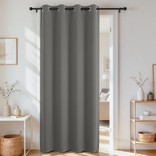 Door Curtain Blackout Curtains for Doorway Privacy Closet Drapes (Light Grey / 52"W x 108"L (Pack of 1))