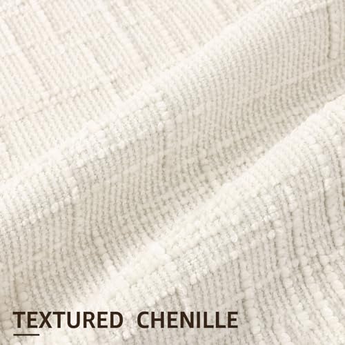 Textured Chenille Throw Pillow Covers 12x20 Set of 2 Cream White (Cream White / 20" x 12" (Pack of 2))
