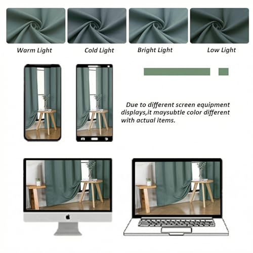 Ava Dark Green Blackout Curtains for Bedroom 84 Inch Length 2 Panels Set (Dark Green / 40"W x 84"L (Pack of 2))