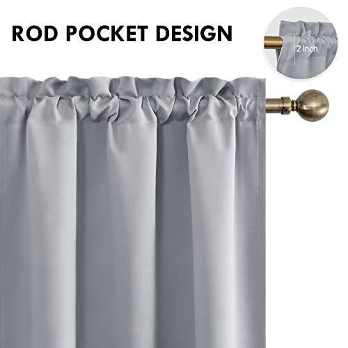 Blackout Curtains for Bedroom Living Room 42 x 45 Inch Long 2 Panels (Silver Grey / 42"W x 45"L (Pack of 2))