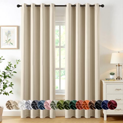 Blackout Curtains for Bedroom 2 Panels 50 x 84 Inch Long Cream Beige (Cream Beige / 50"W x 84"L (Pack of 2))