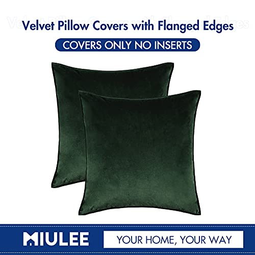 Christmas Decorative Army Green Velvet Throw Pillow Covers 16x16 in (16" x 16" (Pack of 2) / Army Green)