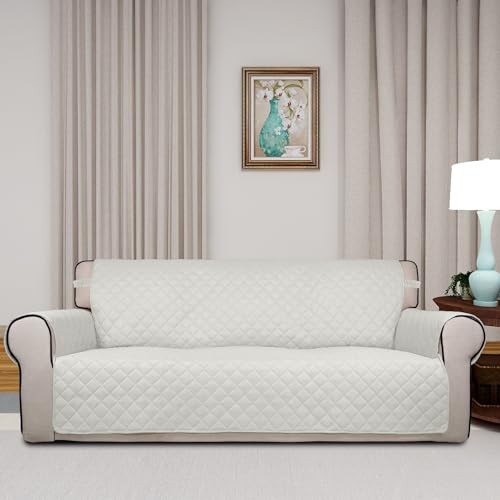 Reversible Quilted Sofa Cover Dog Couch Covers for Sofa (Large / Ivory/Ivory)