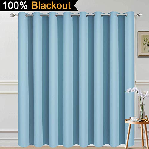Sky Blue Blackout Patio Door Curtain Panels W100 x L96 (100"W x 96"L (Pack of 1) / Sky Blue)