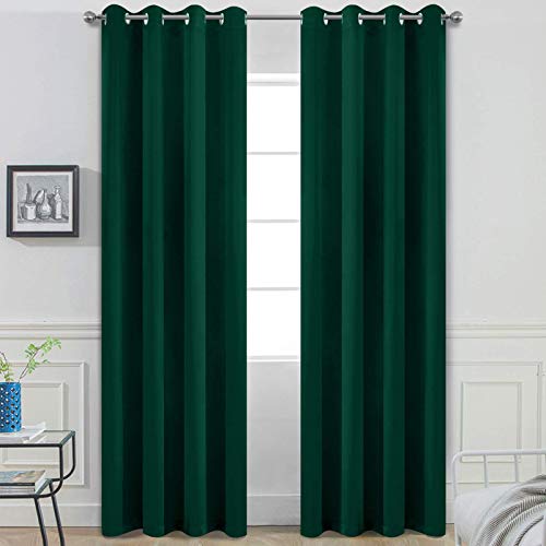 Room Darkening Curtains 52x96 inch Length Dark Green (Dark Green / 52"W x 96"L (Pack of 2))