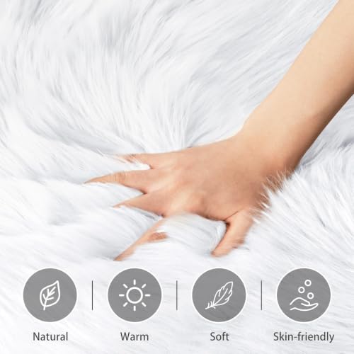 Faux Sheepskin Rugs Soft Faux Fur Rug White Fluffy 2x3 Feet (2' x 3' (Sheepskin) / White)
