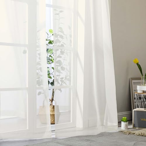 Ivory Sheer Curtain for Bedroom Living Room 78 Inches Long 2 Panels Set (Ivory / 42"W x 78"L (Pack of 2))