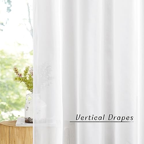 Sheer Curtains 108 inches Length for Windows (Ivory / 54"W x 108"L (Pack of 2))