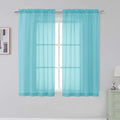Rod Pocket Top Solid Voile Sheer Curtains for Bedroom (Aqua / 42"W x 54"L (Pack of 2))