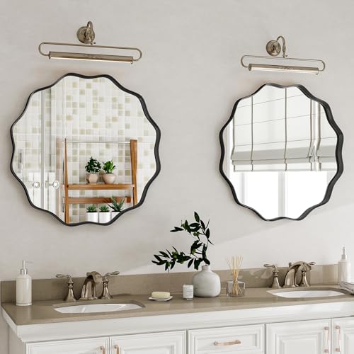 Wavy Round Mirror (Black / 20"L x 20"W)