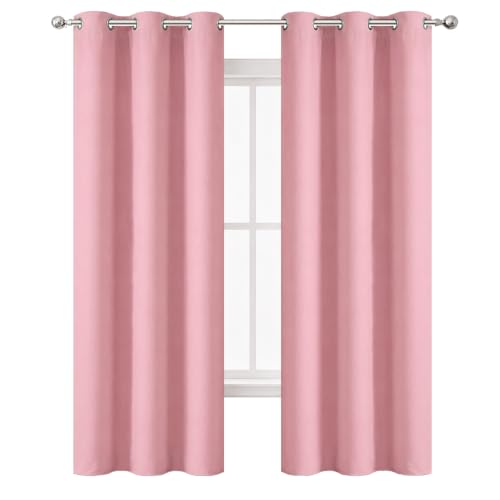 Pink Blackout Curtains 34 x 84 Inch Length (Pink / 34"W x 84"L (Pack of 2))