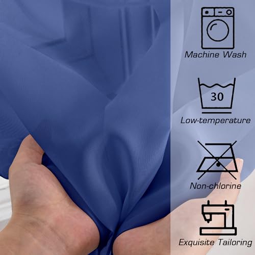 Royal Blue Sheer Curtains 63 Inch Length 2 Panels (Royal Blue / 42"W x 63"L (Pack of 2))