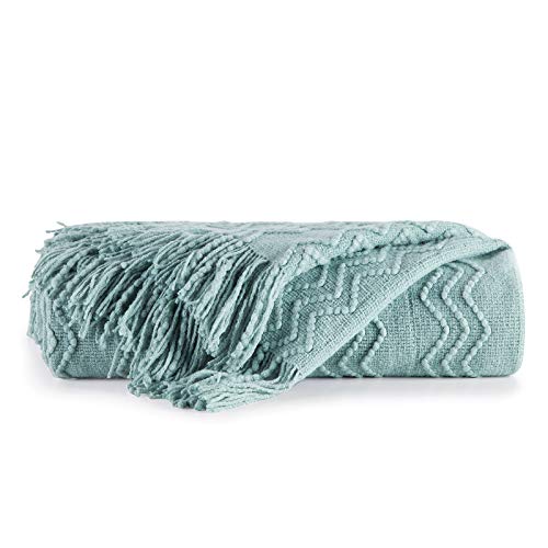 Aqua Throw Blanket 50x60 Inch Boho Knitted Soft Throw Sofa Blanket (Aqua / 50"x60")
