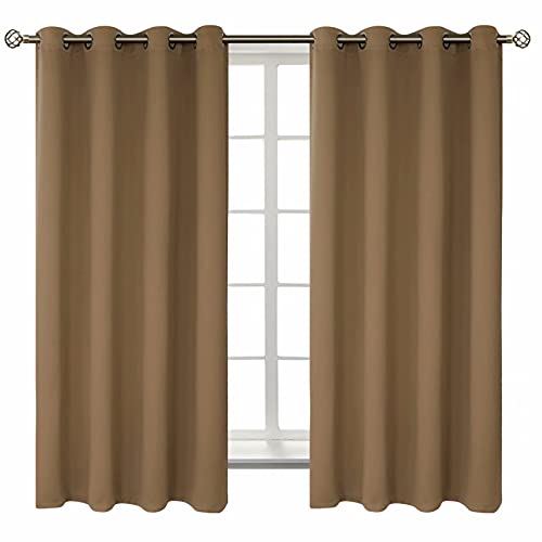 Taupe Blackout Curtains for Bedroom 63 Inch Long (Taupe / 52"W x 63"L (Pack of 2))