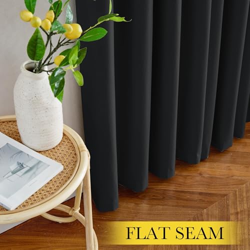 Full Blackout Curtains 96 inch Long for Home Theater (Jet Black / 52"W x 96"L (Pack of 2))