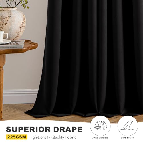 Blackout Curtains for Bedroom Bathroom 2 Panels 40" x 68" Long Black (Black / 40"W x 68"L (Pack of 2))