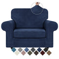 Velvet Stretch 2 Pieces Chair Sofa Slipcovers Washable (Small / Navy Blue)