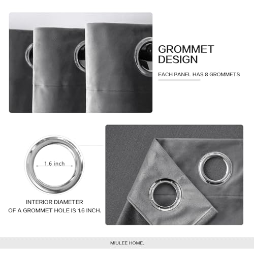 Velvet Blackout Curtains Grey 52 x 84 Inch Length 2 Panels (Grey / 52"W x 84"L (Pack of 2))