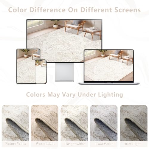 5x7 Area Rugs for Living Room (Boho Beige / 5' X 7' (Rectangular))
