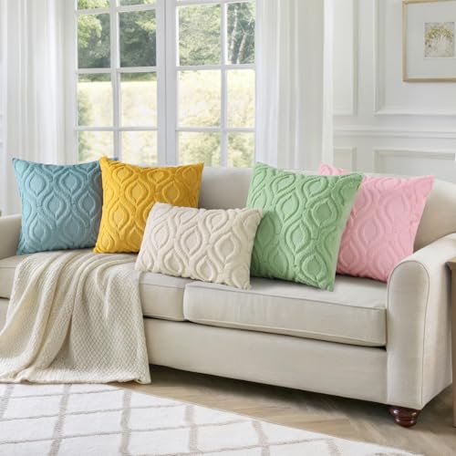 Faux Fur Plush Light Pink Throw Pillow Covers 22x22 Set of 2 (22" x 22" (Pack of 2) / Light Pink)