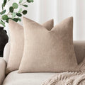 Solid Textured Chenille Throw Pillow Covers 24x24 (24" x 24" (Pack of 2) / Irish Cream)