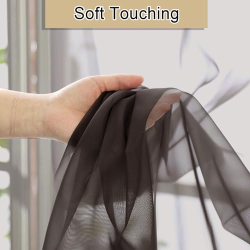 Chocolate Sheer Curtains 96 Inches Long 2 Panels (Chocolate / 42"W x 96"L (Pack of 2))