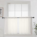 Short Sheer Curtains 24 Inches Long 2 Panels for Bathroom Window (Ivory / 42"W x 24"L (Pack of 2))