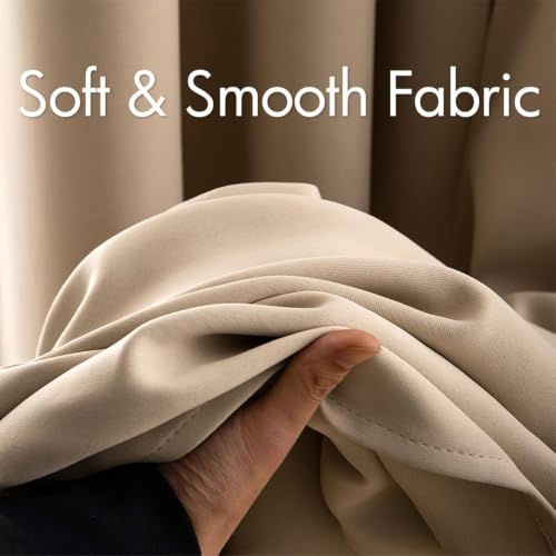 Beige Blackout Bedroom Curtains Drapes 84 Inch Long 66"x84" (Beige / 66"W x 84"L (Pack of 2))