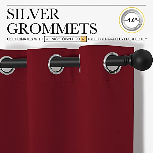 Christmas Short Blackout Curtains for Small Kitchen Window (Burgundy Red / 42"W x 50"L (Pack of 2))