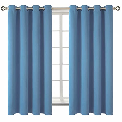 Denim Blue Blackout Curtains for Bedroom 63 Inch Long (Faded Denim / 52"W x 63"L (Pack of 2))