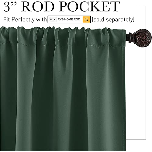 Large Blackout Curtains for Bedroom Living Room 84 inches Long (Dark Green / 70"W x 84"L (Pack of 2))