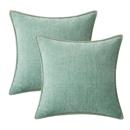 Decorative Couch Throw Pillow Covers 18x18 Inch Aqua Green 2 Pack (Aqua Green / 18" x 18" (Pack of 2))