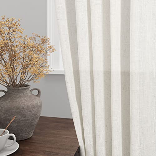 Cream Kitchen Cafe Curtains 40 Inch Length 2 Panel Set Back Tab Pocket Semi Sheer Light Filtering Short Curtain Natural Farmhosue Small Curtains for Basement Window Bathroom Living Room 52x40 (52"W x 40"L (Pack of 2) / Natural)