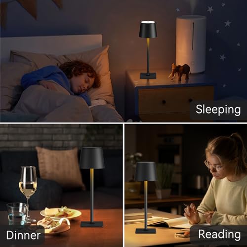 Black Cordless Table Lamps (Black Set of 4)