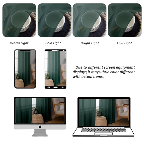 Hunter Green Sheer Valances for Windows (Hunter Green / 42"W x 16"L (Pack of 2))
