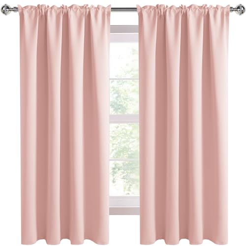 Blackout Curtains for Bedroom 42 x 63 Inch Long Blush Pink 2 Panels (Blush Pink / 42"W x 63"L (Pack of 2))