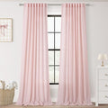 Pink Linen Curtains 84 Inch Length 2 Panels Set for Living Room Light Filtering Semi Sheer Curtains Cherry Blossom Pink Decor Modern Elegant Back Tap Drapes Nersury Bedroom 52ﾗ84 Inch (Pink / 52"W x 84"L (Pack of 2))