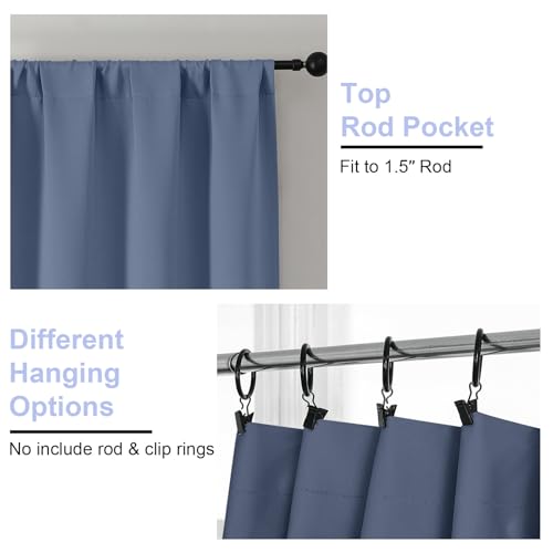 Denim Blackout Curtains for Bedroom 96 Inches Long 2 Panels (Denim / 50"W x 96"L (Pack of 2))