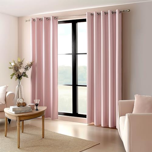 Light Pink Short Blackout Bedroom Curtains 54 Inch Long 52"x54" (Light Pink / 52"W x 54"L (Pack of 2))