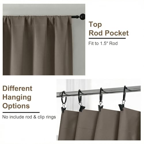 Ava Latte Short Blackout Curtains for Bedroom 54 Inches Long 2 Panels Set (Latte / 40"W x 54"L (Pack of 2))
