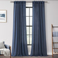 Navy Blue Curtains 120 inch Length for Bedroom Back Tab Light Filtering Semi Sheer Blue Living Room Curtains Linen Cotton Textured Indigo Blue Drapery Panel Modern Aesthetic Decor 42" Wx120" L (Navy Blue / 42"W x 120"L (Pack of 2))