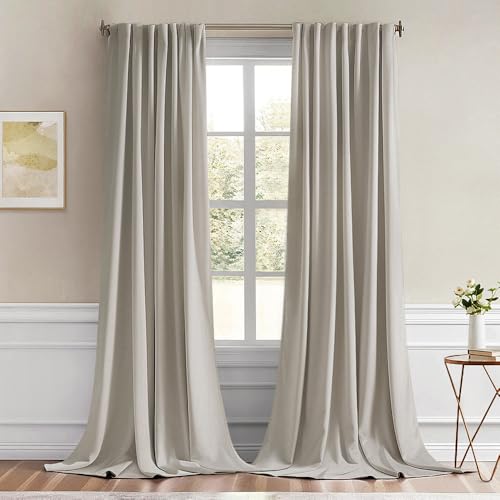 Natural Back Tab Blackout Curtains 52x96 Inch Long 2 Panels Set (Natural / 52"W x 96"L (Pack of 2))