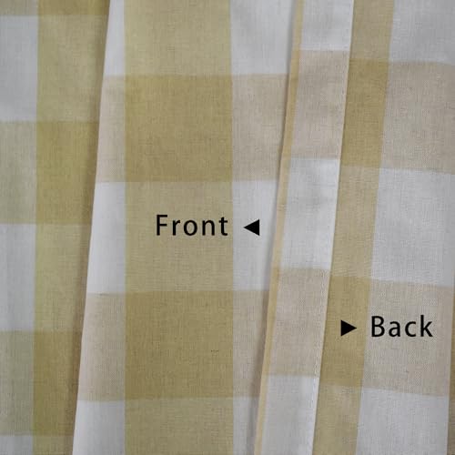 Beige and White Short Christmas Curtains For Windows Treatment Buffalo Check Plaid Valances Gingham 2 Pack Tiers Rod Pocket Decor Curtains Over Sink For Kitchen (34"W x 16"L (Pack of 2) / Beige and White)