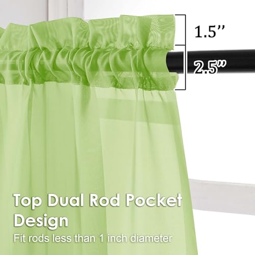 Sheer Curtains 84 Inches Long 2 Panels Set (Lime / 42"W x 84"L (Pack of 2))