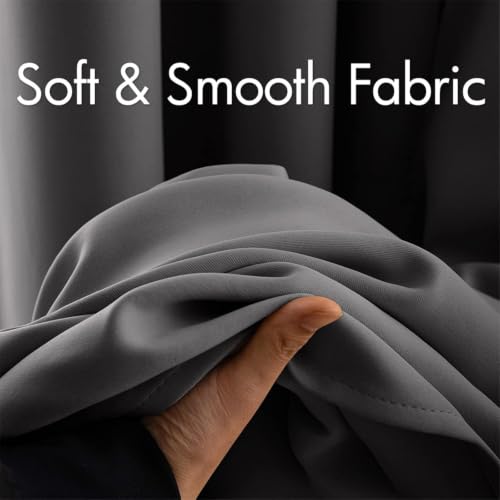 Grey Blackout Bedroom Curtains 90 Inch Long Light Blocking (Grey / 42"W x 90"L (Pack of 2))
