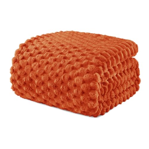 3D Fleece Queen Size Blanket for Bed (Burnt Orange / Queen ( 90x90 IN ))